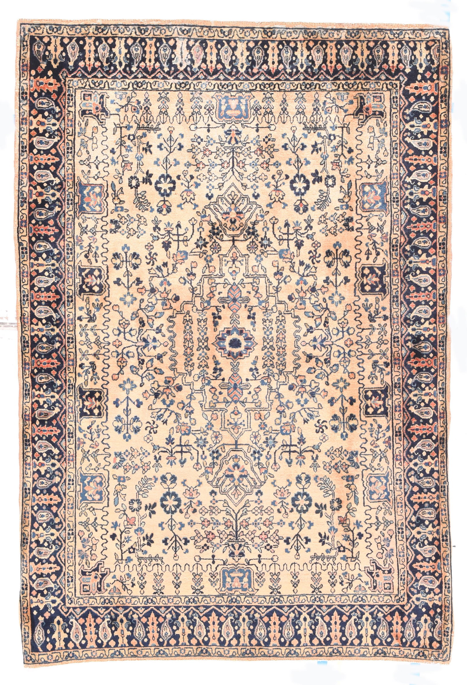 Mohajeran sarouk, 3'5" x 5': Extremely Fine Antique Persian Mohajeran Sarouk