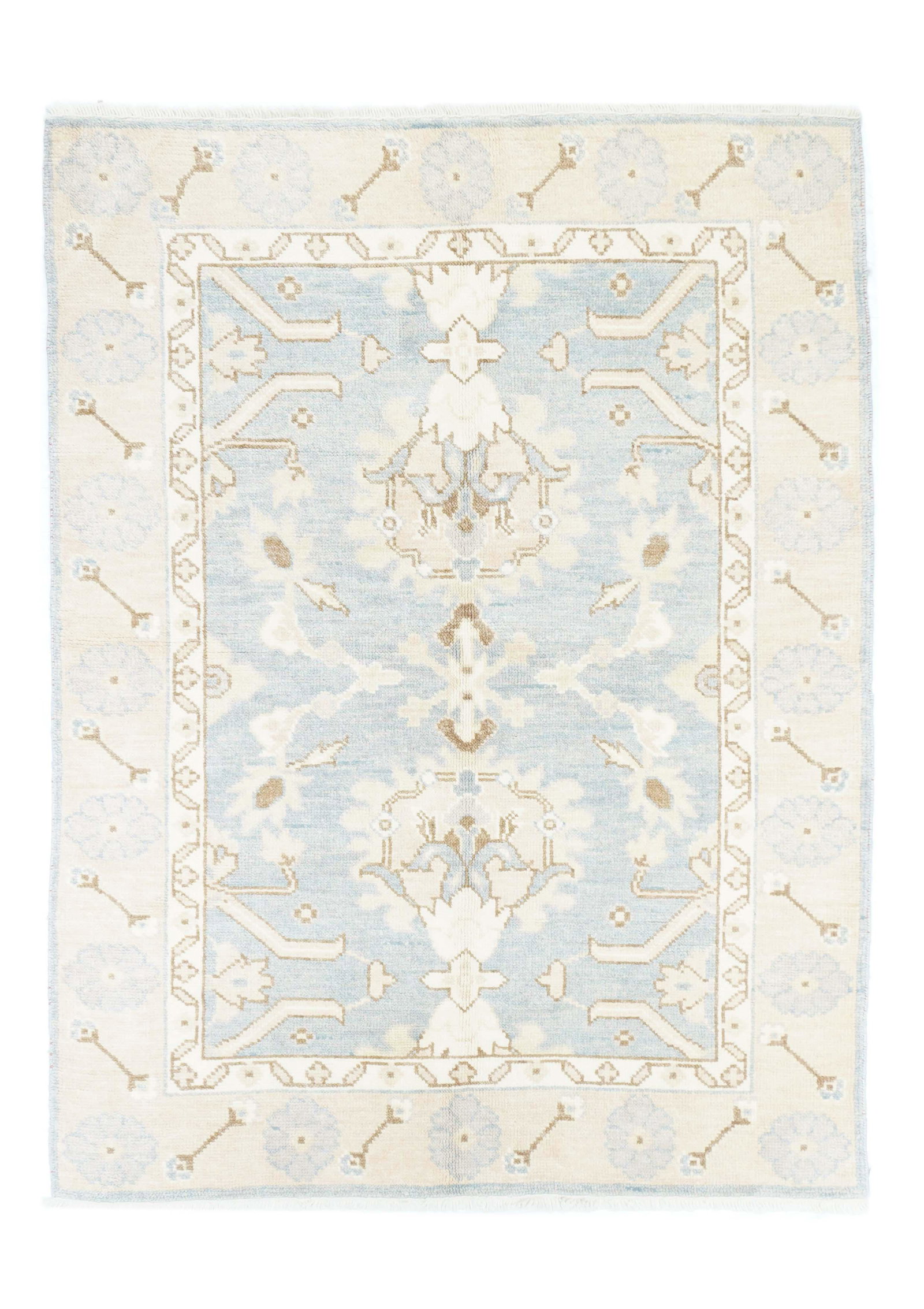 Turkish Oushak Rug, 4' X 6': Fine Vintage Turkish Oushak Rug, 4' X 6', 1970. For Any Additional Information You May Email Us 24/7 At: Info@Finerugsny.Com Phone: 301-229-4472