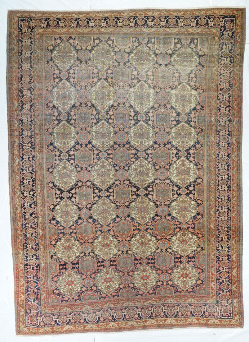 Mohtasham Kashan, 7'5" x 10'3": Extremely fine Persian antique Kashan Mohtasham.