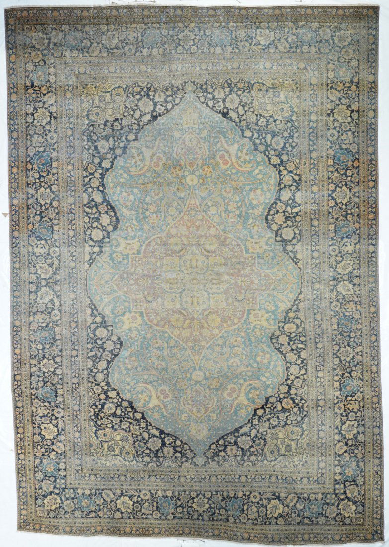 Mohtasham Kashan, 7'3" x 10'6": Extremely fine Persian antique kashan mohtasham.