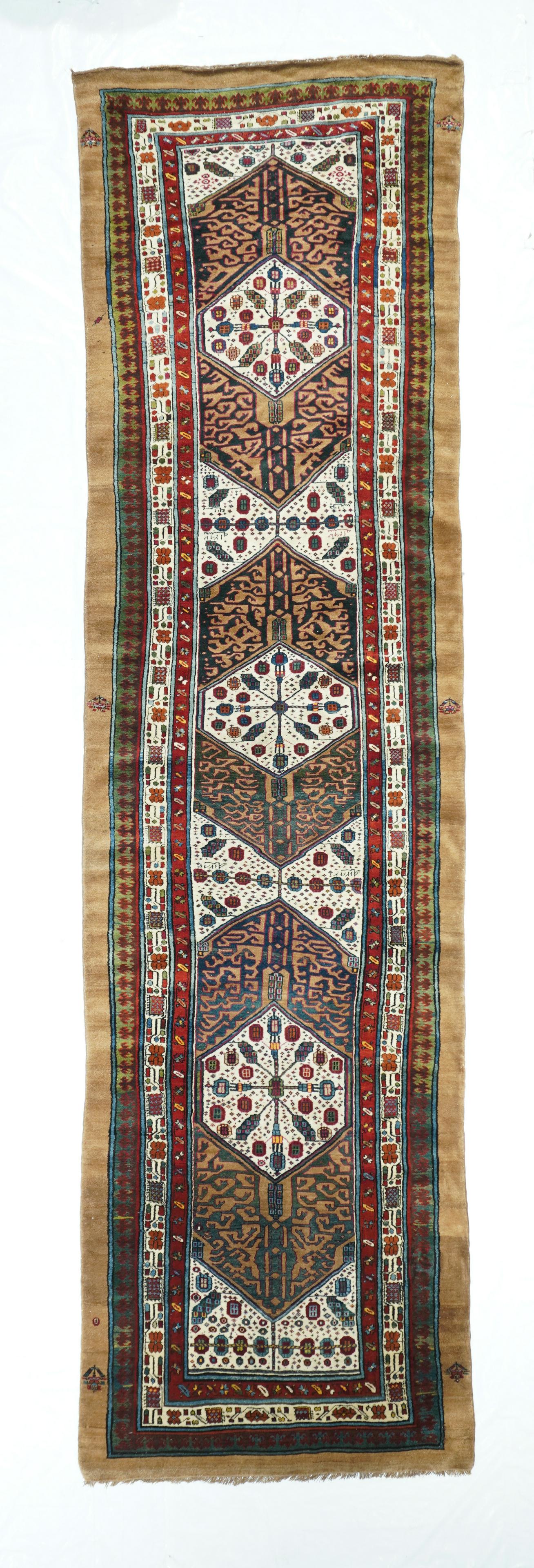 Antique Bakhshaish Rug, 3'8" x 13'7": Antique Persian Bakhshaish Long Rug