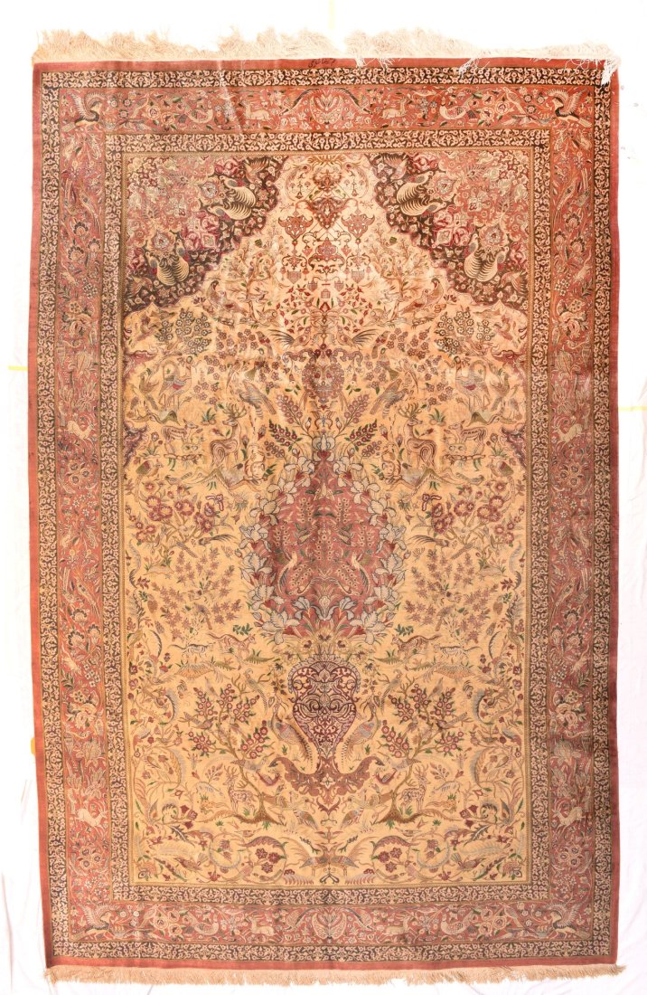 Fine Silk Qum Rug, 6'4" X 9'9" (1 of 2)