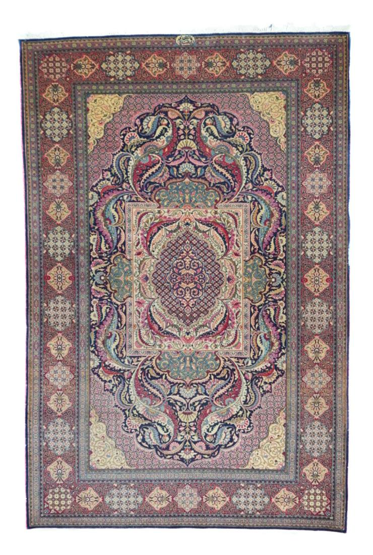 Antique Dabir Kashan Rug, 4'6'' x 6'9'' (1.37 x 2.06 m) (1 of 6)