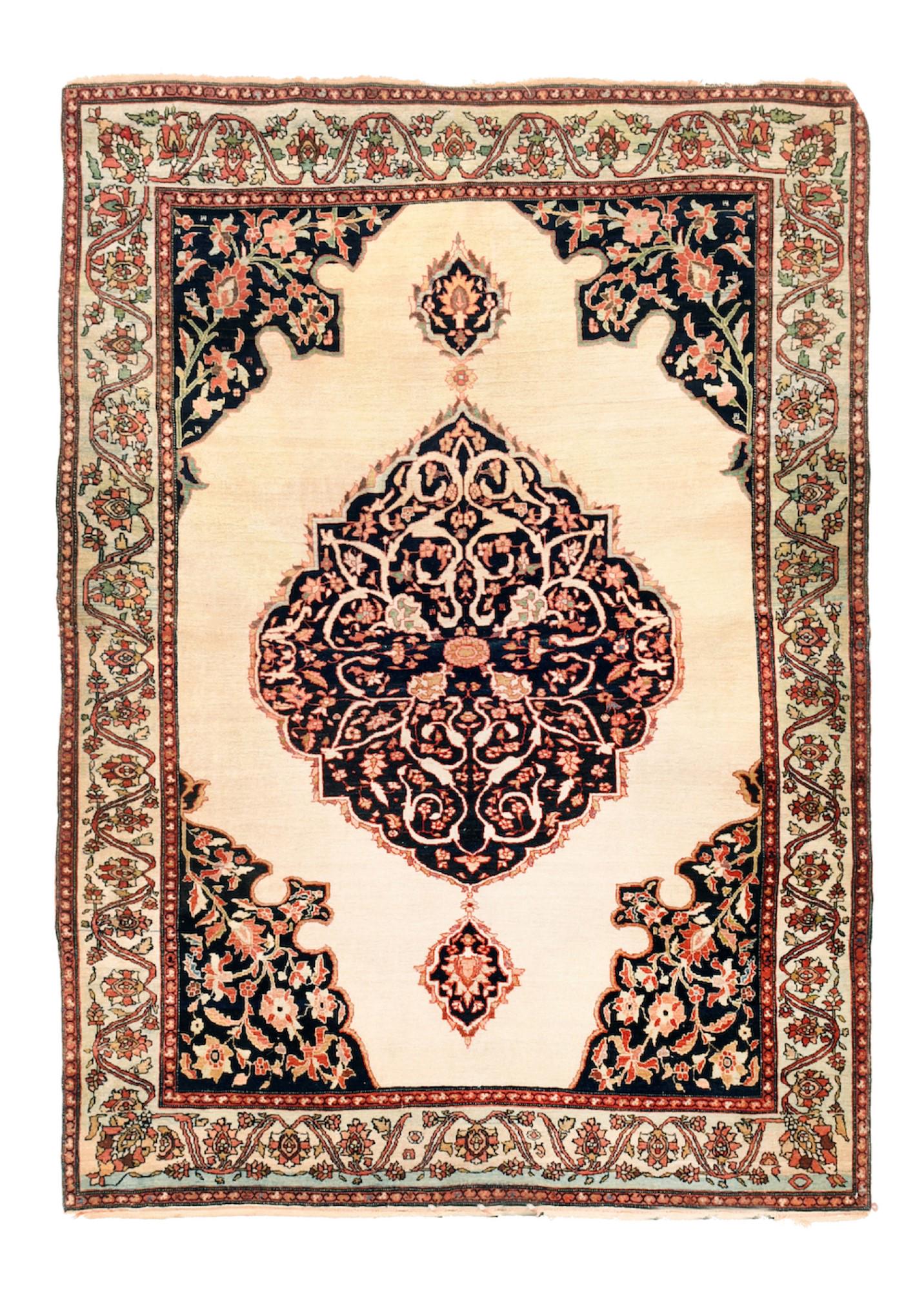 Antique Farahan Sarouk Rug, 4'2" x 5'10" ( 1.27 x 1.78 M) (1 of 2)
