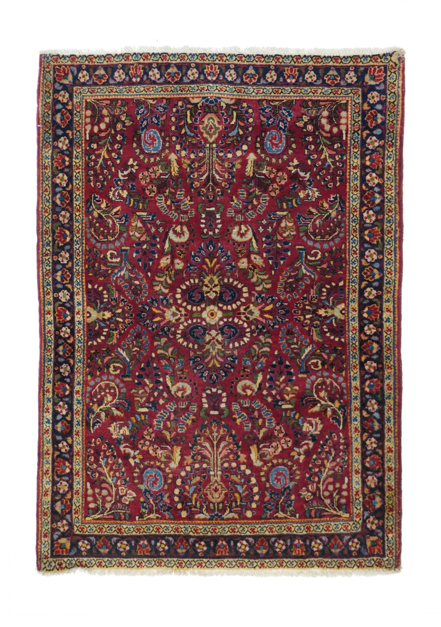 Antique Sarouk Rug, 3'4'' x 5'0'' ( 1.02 x 1.52 M) (1 of 5)