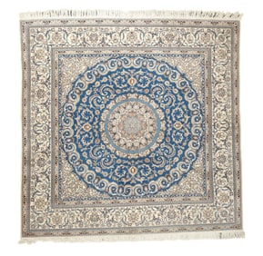 Fine Semi Antique Naeen Signed Habbian 7'11" x 7'10" (2.41 x 2.39 M)