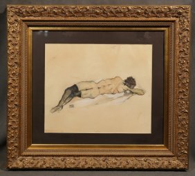 Egon Schiele Watercolor on Paper