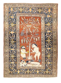 Antique Persian Haji Jalili Tabriz Rug 4'8" x 6' (1.42 x 1.83 M)