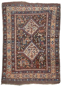 Antique Persian Qashqai Rug 4'7" x 6'5" (1.40 x 1.96 M)