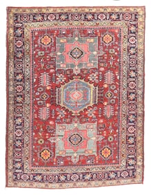 Vintage Persian Heriz Rug 4'6'' x 5'9'' (1.37 x 1.52 M)