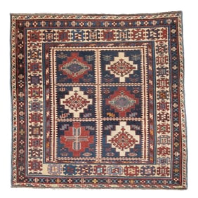 Antique Caucasian Kuba Rug 4' x 4' (1.22 x 1.22 M)
