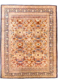 Antique Persian Silk Heriz Rug 6'5" x 8'5" (1.96 x 2.57 M)
