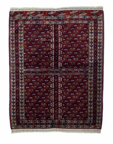 Antique Russian Yamud Bokhara Rug 3'5'' x 4'2'' (1.04 x 1.27 M)
