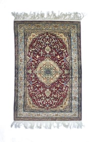 Antique Turkish Silk Hereke Rug 4'2" x 6'3" (1.27 x 1.91 M)