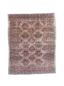 Antique Silk Heriz Rug 4'6" x 5'6" (1.37 x 1.68 M)