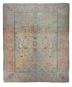 Antique Persian Mohtasham Kashan Rug 7'8" x 9'2" (2.34 x 2.79 M)