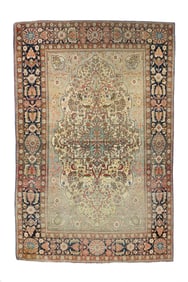 Antique Persian Mohtasham Kashan Rug 4'4" x 6'11" (1.32 x 2.11 M)