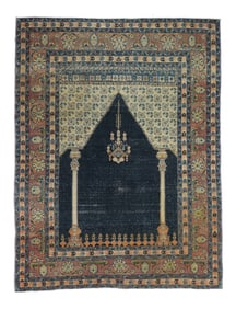 Antique Persian Tabriz Rug 4'5" x 5'9" (1.35 x 1.75 M)