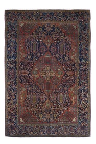 Antique Persian Mohtasham Kashan Rug 4'4" x 6'6" (1.32 x 1.98 M)