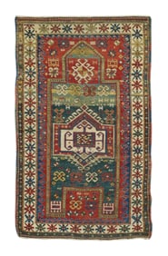 Antique Caucasian Fakhralo Kazak Rug 3'4" x 5'8" (1.02 x 1.73 M)
