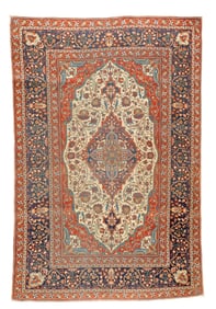 Antique Persian Motasham Kashan Rug 4'5" x 6'8" (1.35 x 2.03 M)