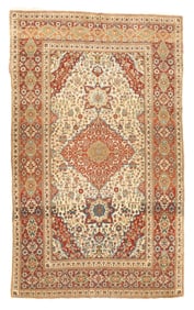 Antique Persian Mohtasham Kashan Rug 4'5" x 7'3" (1.35 x 2.21 M)