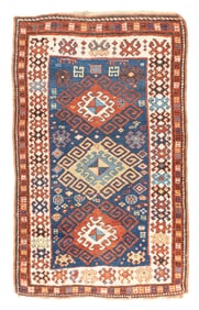 Antique Caucasian Kazak Rug 3'7" x 5'6" (1.09 x 1.68 M)