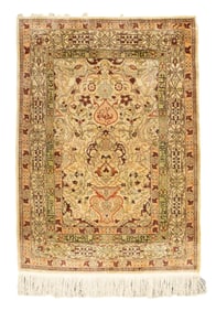 Antique Turkish Silk Hereke Rug 2'8" x 3'8" (0.81 x 1.12 M)