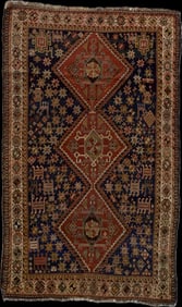 Antique Persian Qashqai Rug 4'5" x 7'2" (1.35 x 2.18 M)