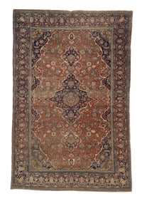 Antique Persian Mohtasham Kashan Rug 4'4" x 6'9" (1.32 x 2.06 M)