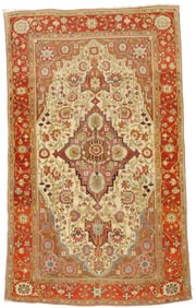 Antique Persian Mohtasham Kashan Rug 4'2" x 7'1" (1.27 x 2.16 M)