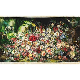 Art Rug 100% Handmade Large Flower