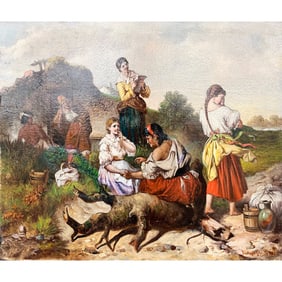 Gy?rgy Vastagh The Palm Reader Original Oil on Canvas