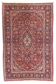 Vintage Persian Kashan Rug 4'4" x 7'2" (1.32 x 2.18 M)