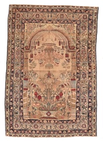Antique Persian Lavar Kerman Rug 4'4" x 6'2" (1.32 x 1.88 M)