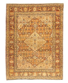 Antique Persian Haji Jalili Tabriz Rug 4'2" x 5'6" (1.27 x 1.68 M)