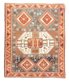 Antique Caucasian Kazak Rug 6'8" x 7'11" (2.03 x 2.41 M)