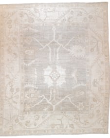 Fine Vintage Turkish Oushak Wool Rug 8'1" x 9'8" (2.46 x 2.95 M)