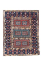 Antique Caucasian Kazak Rug 4'5" x 5'8" (1.35 x 1.73 M)