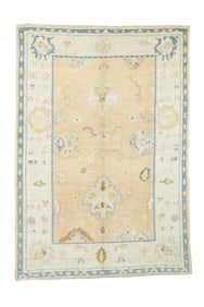 Vintage Turkish Oushak Rug 6'3" x 9'1" (1.91 x 2.77 M)