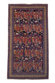 Antique Persian Khamseh Rug 4'4" x 7'11" (1.32 x 2.41 M)