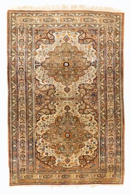 Extremely Fine and Rare Antique Persian pure Silk Heriz Rug 3'11" x 5'10" (1.19 x 1.78 M)