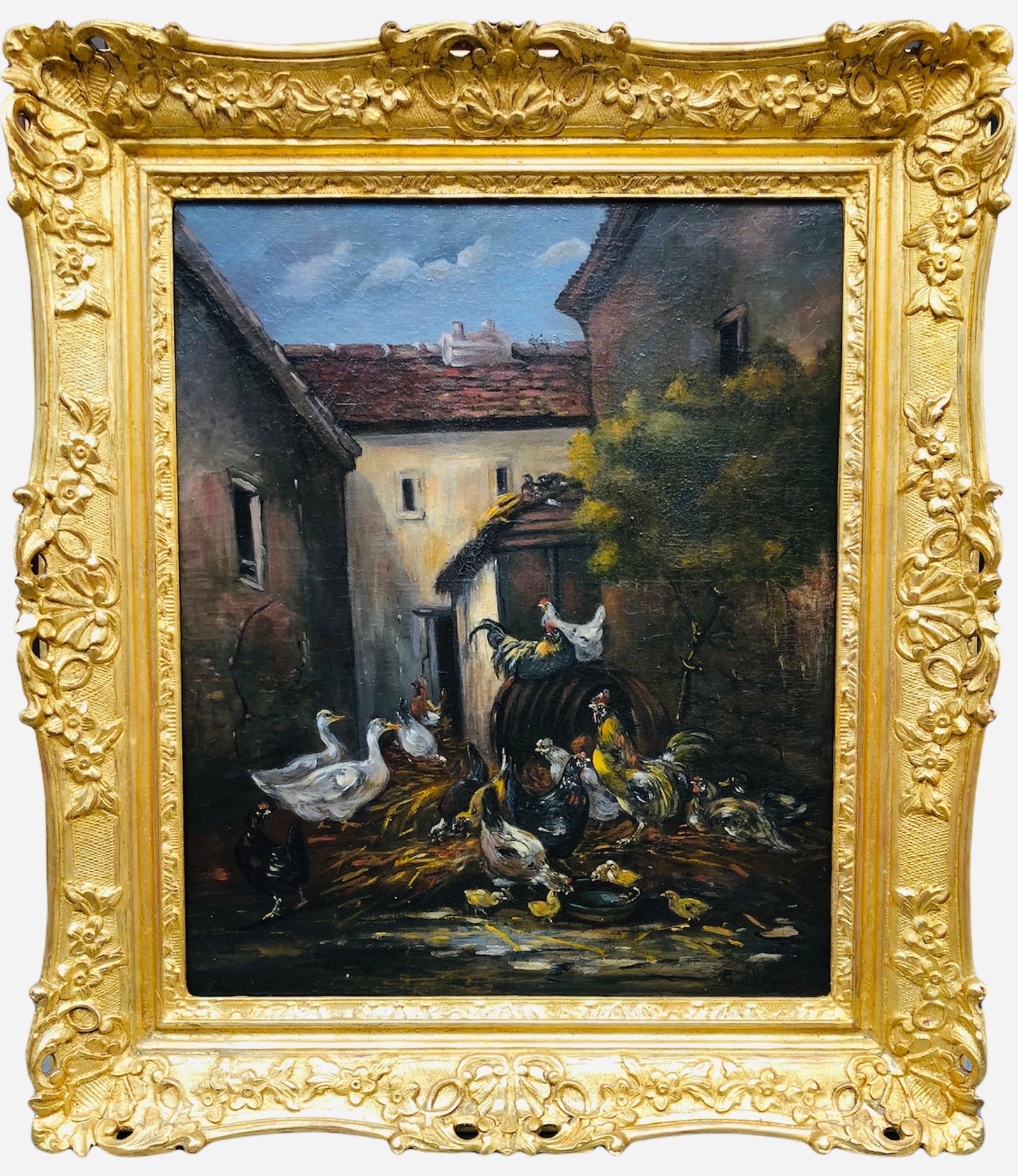 GUILLEMINET CLAUDE ( 1821 - 1860 ) - Oil on Canvas Painting: GUILLEMINET CLAUDE ( 1821 - 1860 ) The awakening of the farmyard. Oil on canvas signed lower right 65 x 54 cm Certificate of authenticity. Museums: Montpellier Claude GUILLEMINET, born in 1821Died in