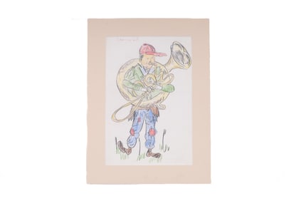 Adolf Benca Wash on paper Signed by artist in 1968