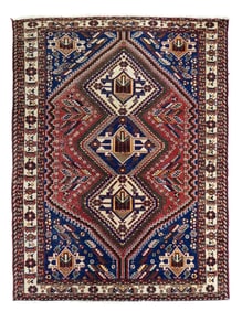 Vintage Persian Qashqai Rug 5'0" x 6'11" (1.52 x 2.11 M)