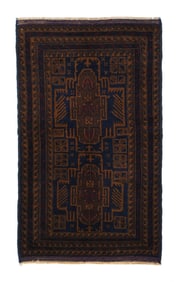 Vintage Persian Balouch Rug 3' x 5' (0.91 x 1.52 M)