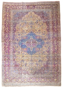 Extremely Fine Antique Persian Silk Kashan Rug 7'4" x 10'4" (2.24 x 3.15 M)