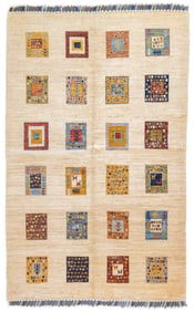 Fine Contemporary Gabbeh Wool Rug 3'11" x 6'2" (1.19 x 1.88 M)