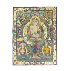Thanka Artwork Hand Made in Nepal Rug 3'3" x 4'4" (0.99 x 1.32 M)