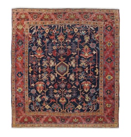 Antique Persian Serapi (one of pair) Rug 4'4" x 5' (1.32 x 1.52 M)
